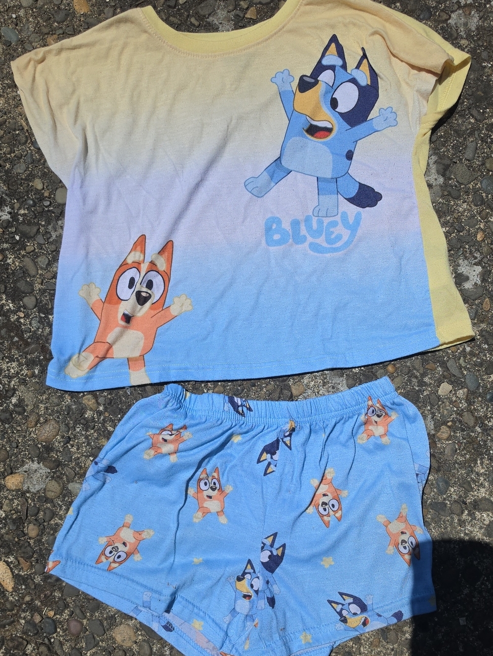 Bluey Girls Yellow and Blue Short Pajama Set